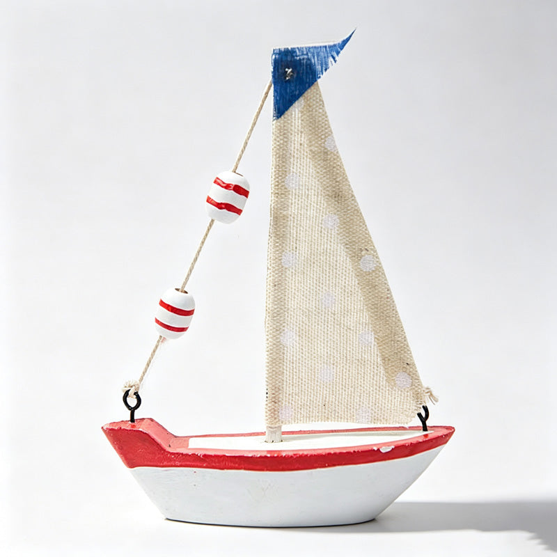 Wood Sailboat Model Desk Ornament