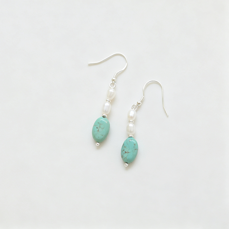 Turquoise 925 Silver Hook Earrings