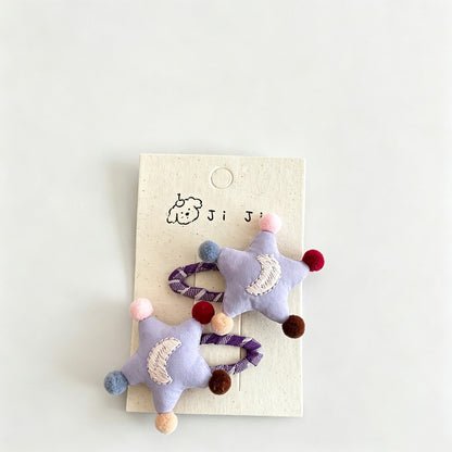 Star Moon Fabric Hair Clips