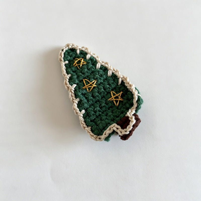 Crochet Christmas Tree Hair Clip