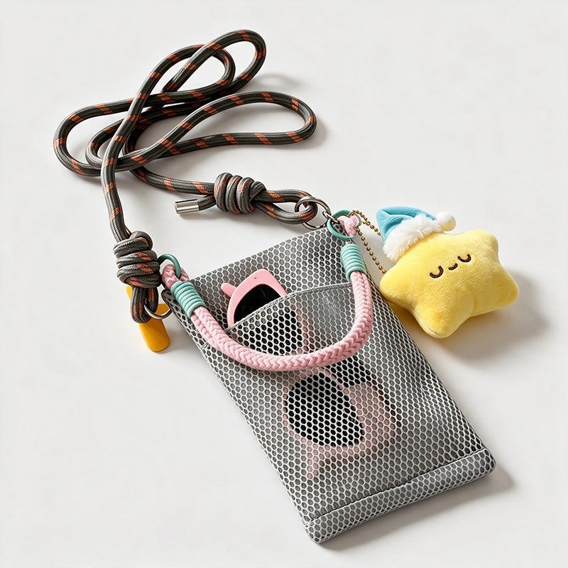 Star Charm Mesh Phone Pouch