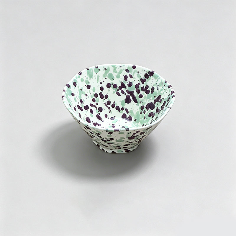 Underglaze Splash Ink Irregular Rim Ceramic Bowl