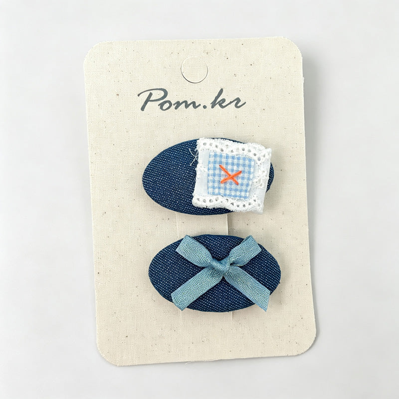 Navy Bow Hair Clips