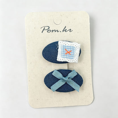 Navy Bow Hair Clips