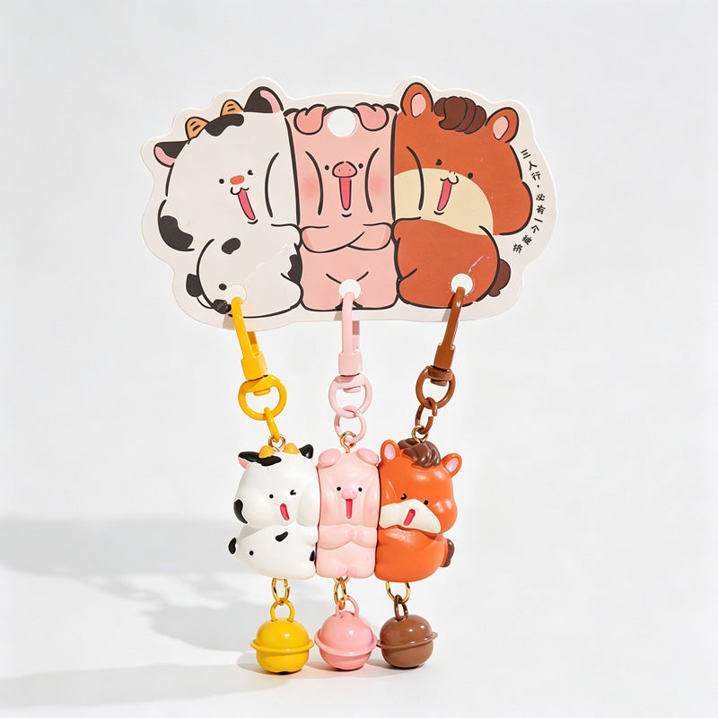 Magnetic 3‑Piece Animal Resin Keychain Set