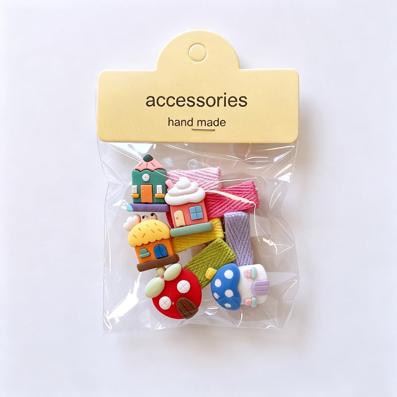 Resin House Hair Clips Set