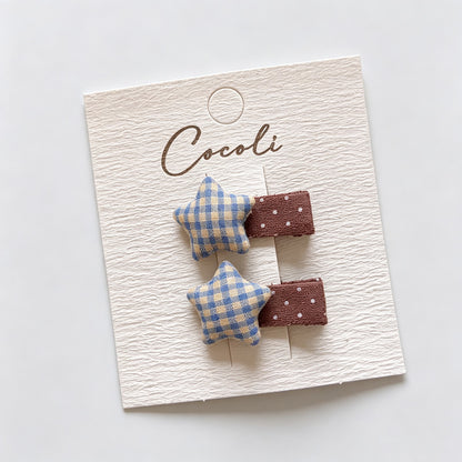 Plaid Star Fabric Hair Clips
