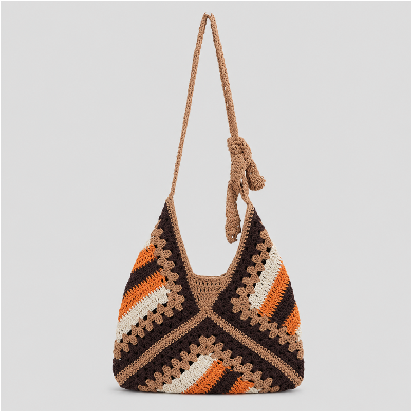Striped Crochet Shoulder Bag