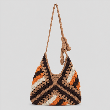 Striped Crochet Shoulder Bag