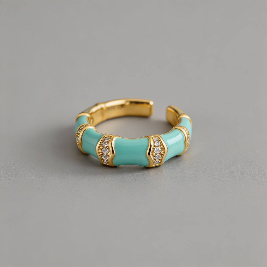 Enamel Bamboo Open Cuff Rings - Shopdayla Wholesale - #0146