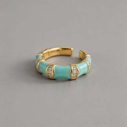Enamel Bamboo Open Cuff Rings - Shopdayla Wholesale - #0146