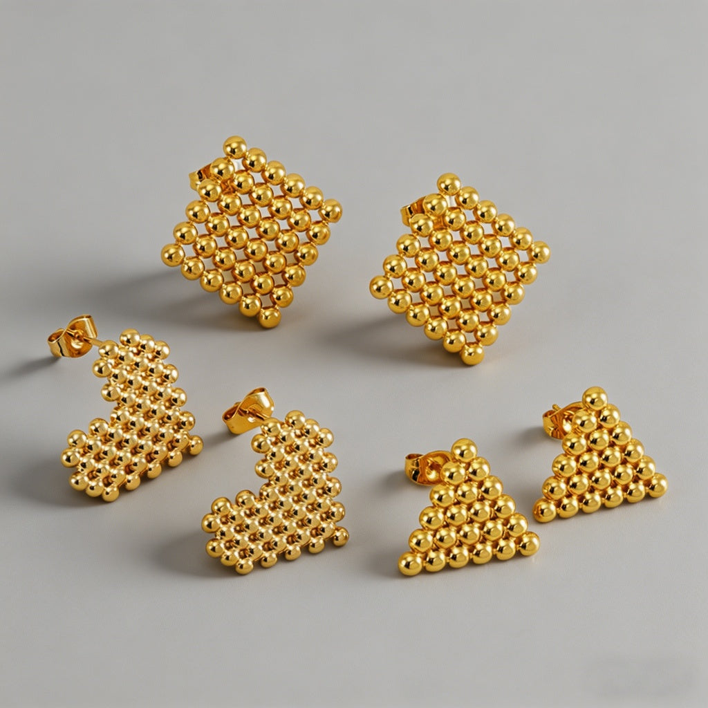 Geometric Beaded 18K Gold Plat - Shopdayla Wholesale - #9458