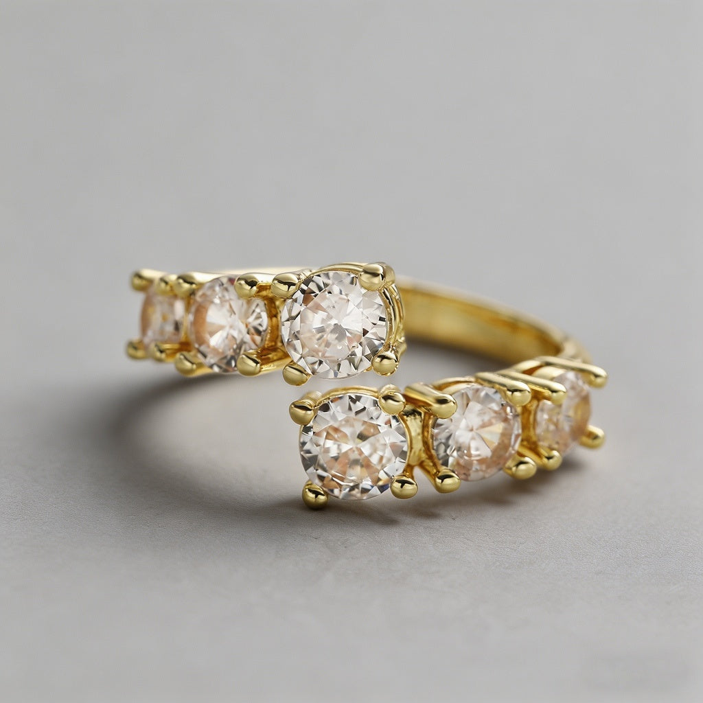 Curved 6-Stone Contour Band Ri - Shopdayla Wholesale - #3394
