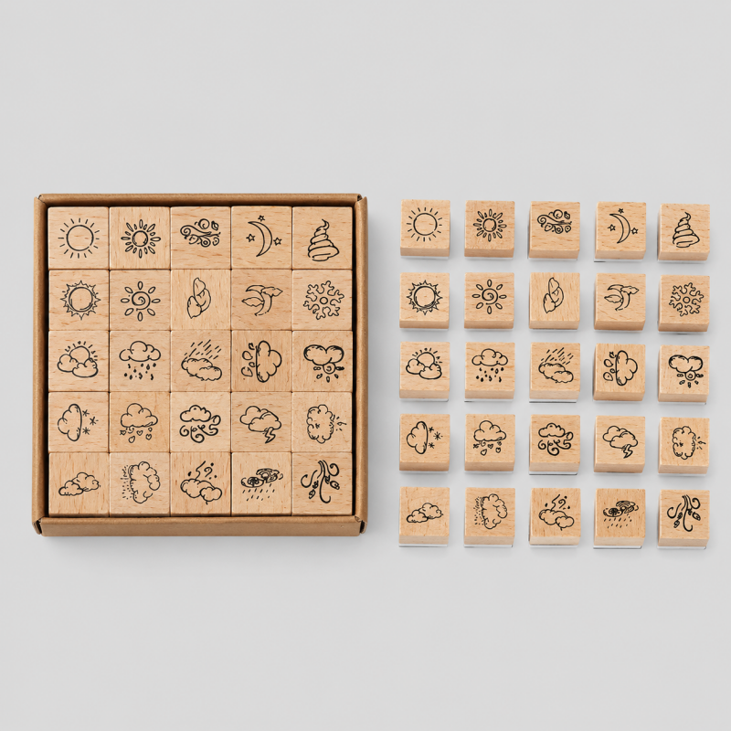 Mini Themed Wooden Rubber Stam - Shopdayla Wholesale - #3346