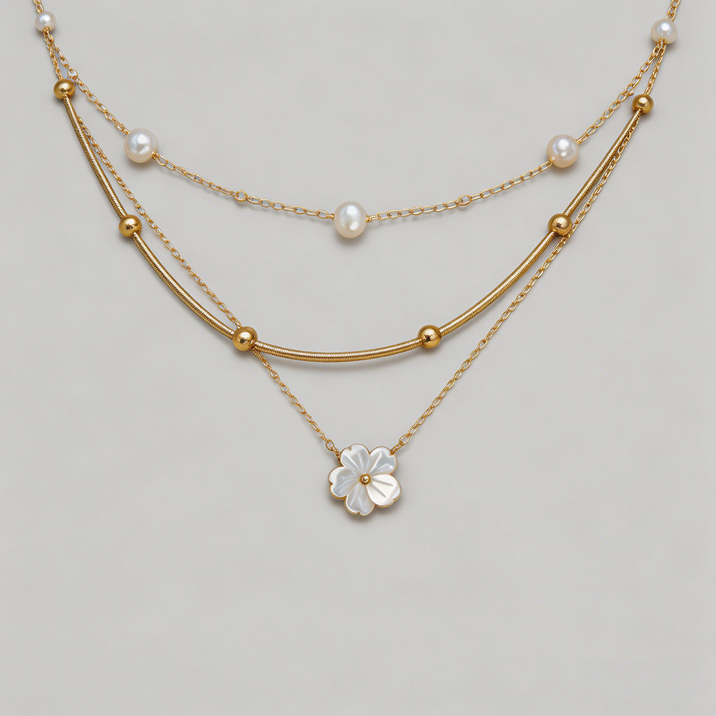 Heart & Flower Pendant Necklac - Shopdayla Wholesale - #5586
