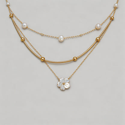 Heart & Flower Pendant Necklac - Shopdayla Wholesale - #5586