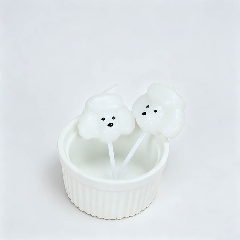 3PCS Cartoon Poodle Birthday Candle Set