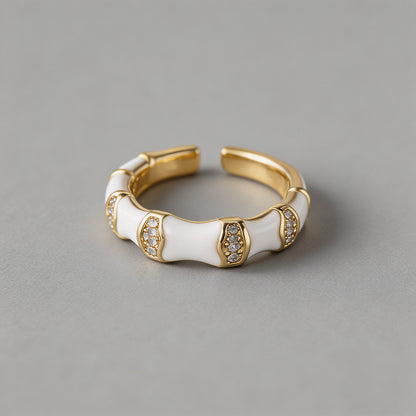 Enamel Bamboo Open Cuff Rings - Shopdayla Wholesale - #8450
