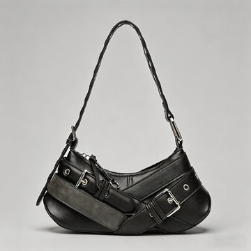 Buckle-Design Hobo Shoulder Bag