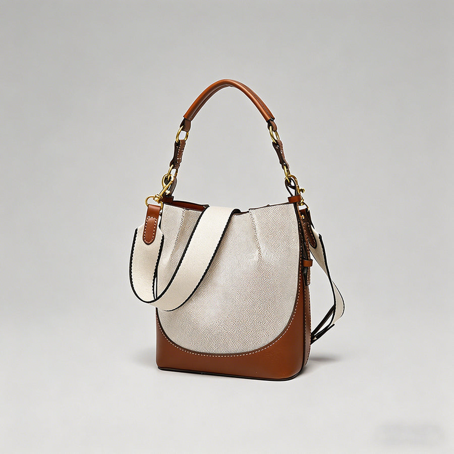 Canvas & Leather Bucket Crossb - Shopdayla Wholesale - #3602