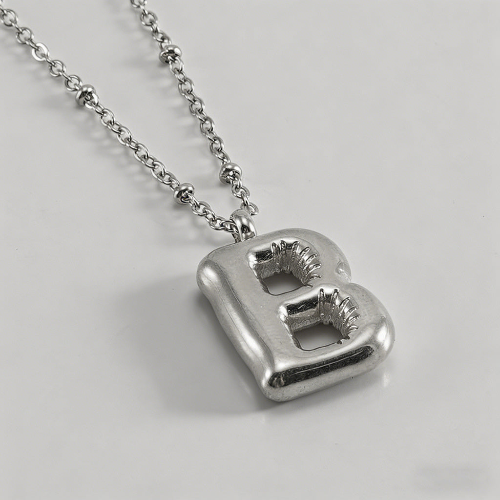 3D Bubble Letter Initial Neckl - Shopdayla Wholesale - #2514