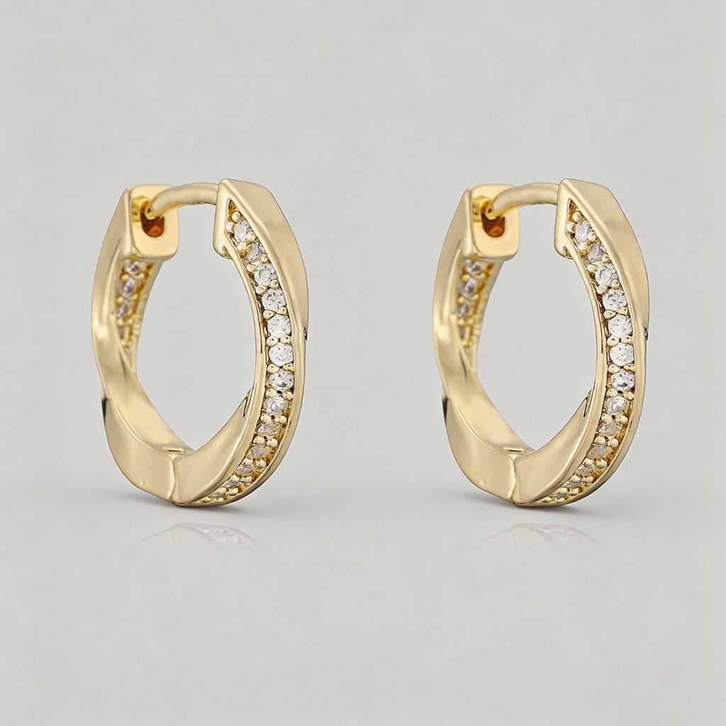 Gemstone Inlay Huggie Hoop Ear - Shopdayla Wholesale - #2114