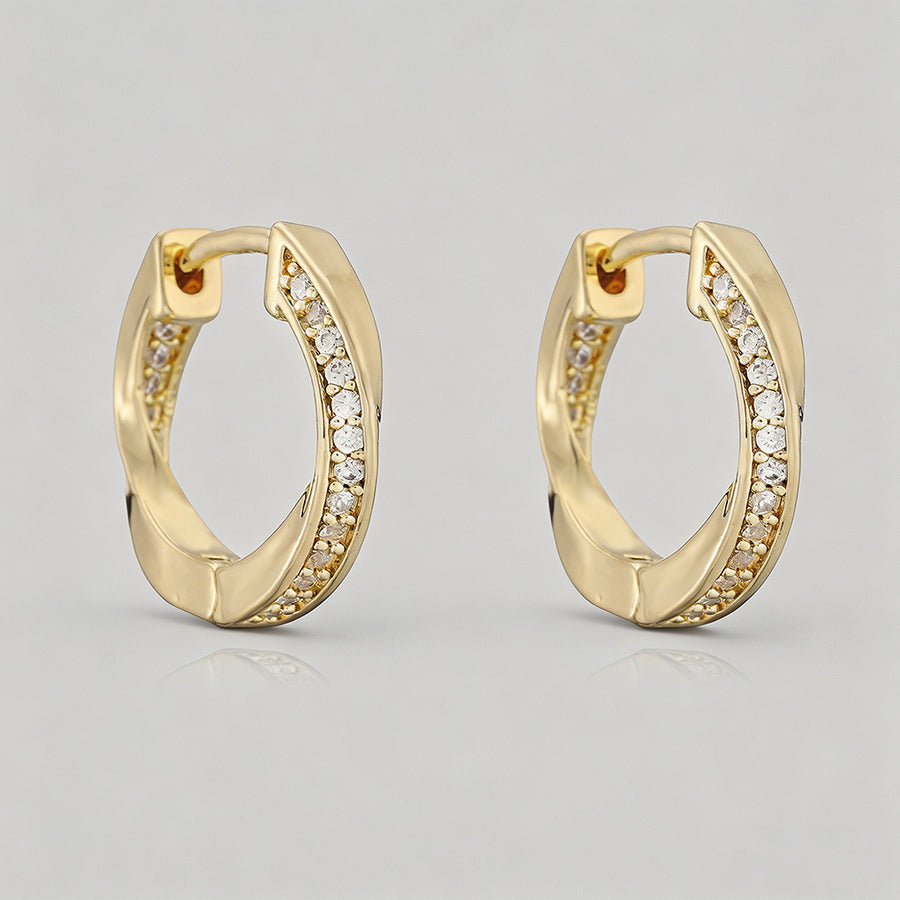 Gemstone Inlay Huggie Hoop Ear - Shopdayla Wholesale - #2114