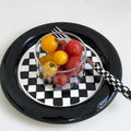 Checkered Ceramic Round Desser - Shopdayla Wholesale - #6066