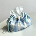 Blue Plaid Bowknot Drawstring - Shopdayla Wholesale - #6178