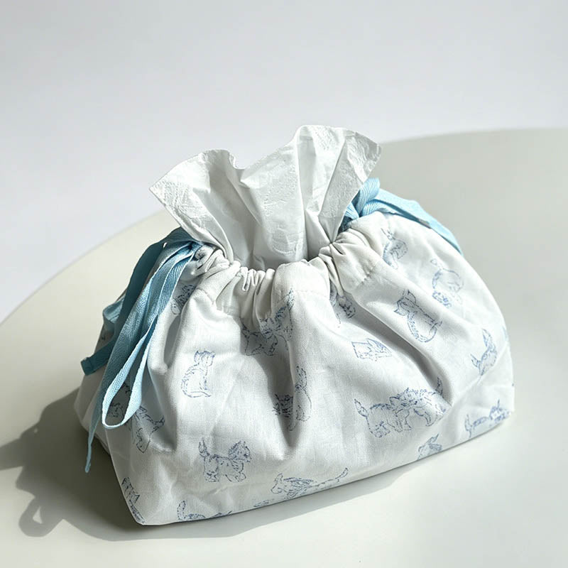 Blue Plaid Bowknot Drawstring - Shopdayla Wholesale - #8946