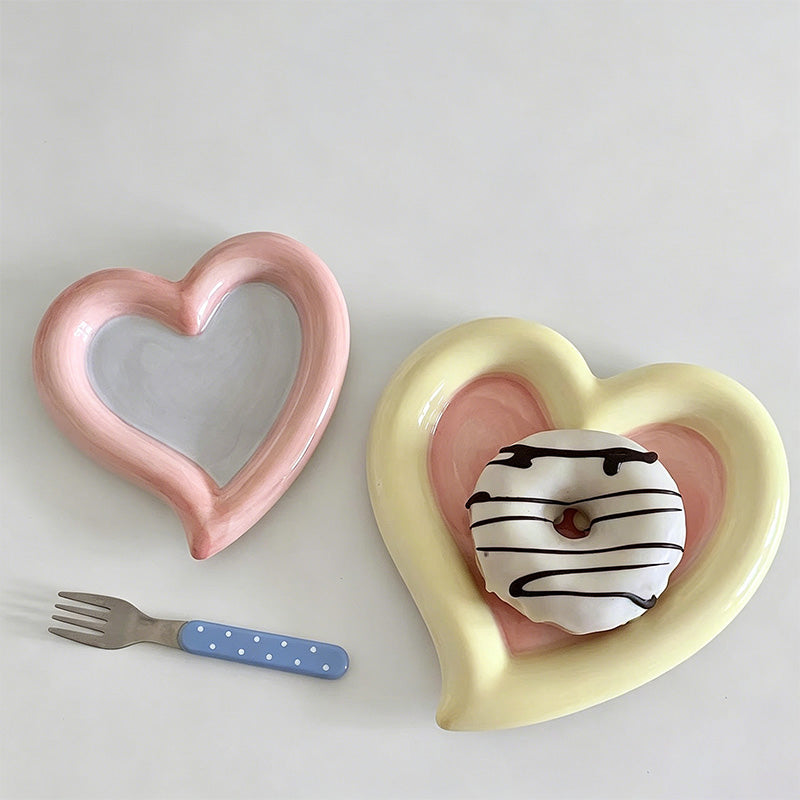 Heart Ceramic Dessert Plate - Shopdayla Wholesale - #8946