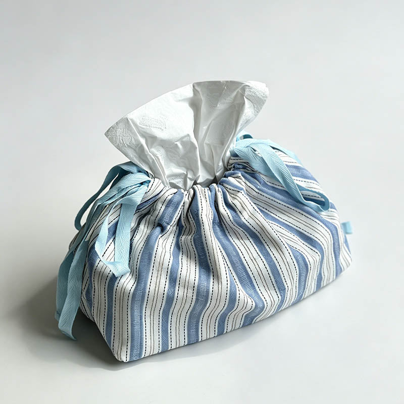 Blue Plaid Bowknot Drawstring - Shopdayla Wholesale - #1714
