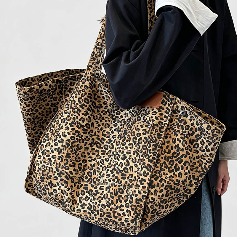 Leopard Print Oversized Tote Bag