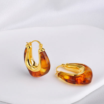 Amber Hoop Earrings