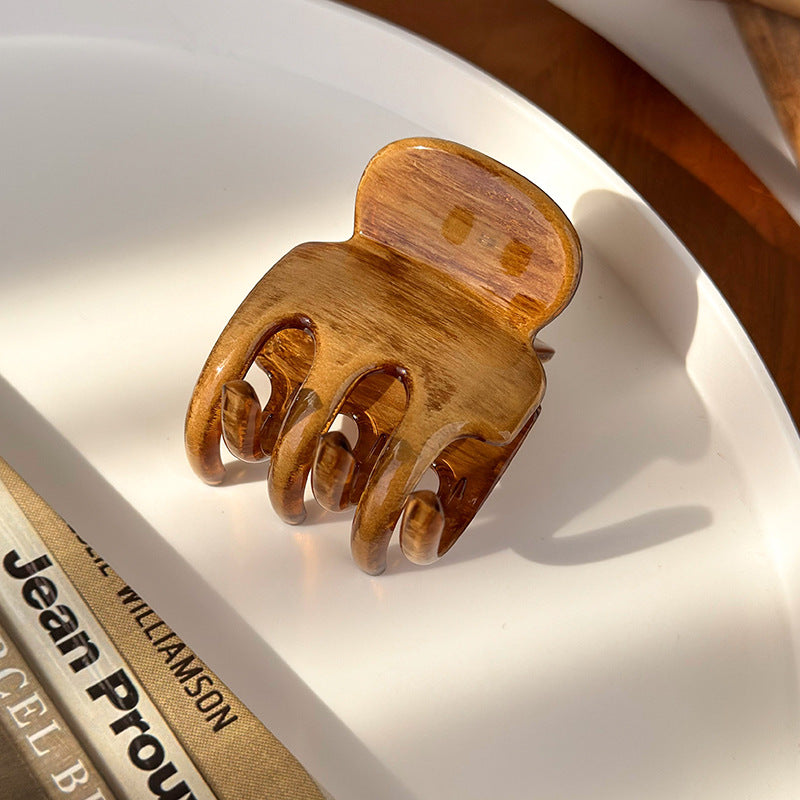 Wood Grain Textured Acrylic Hair Claw Clip