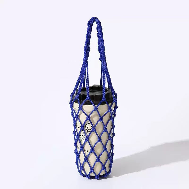 Portable Nylon Candy-Color Net Cup Holder Bag
