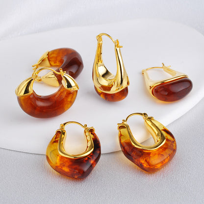 Amber Hoop Earrings
