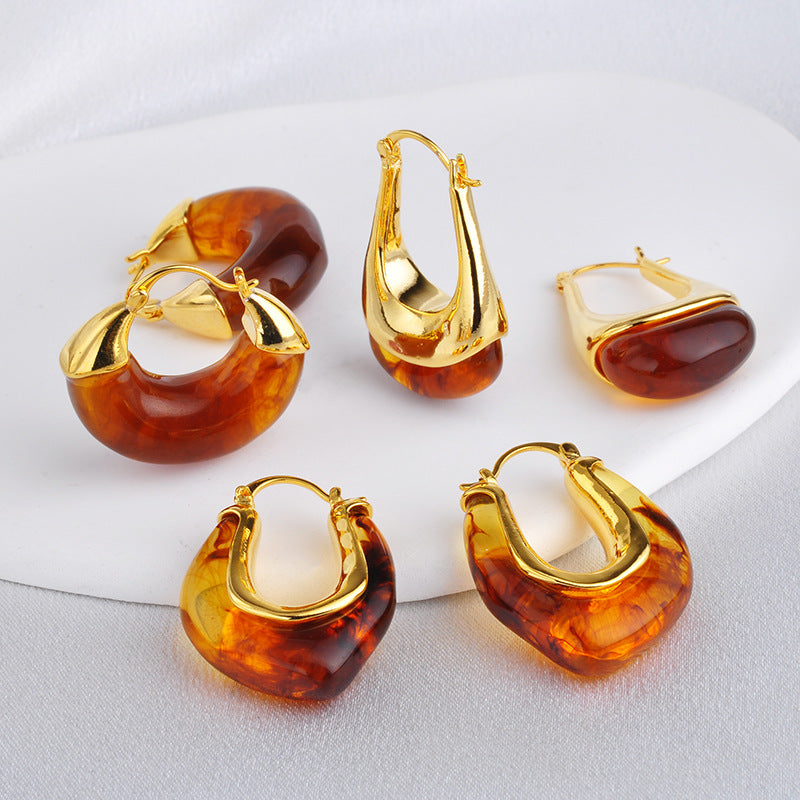 Amber Hoop Earrings