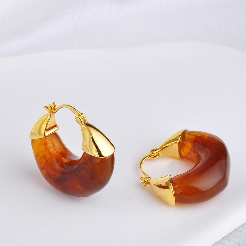 Amber Hoop Earrings
