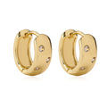 CZ Inlay Wide Band Huggie Hoop - Shopdayla Wholesale - #0930