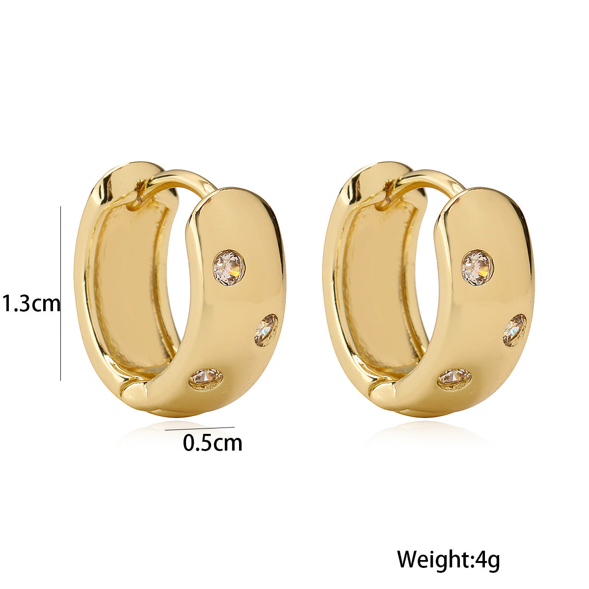 CZ Inlay Wide Band Huggie Hoop - Shopdayla Wholesale - #8162