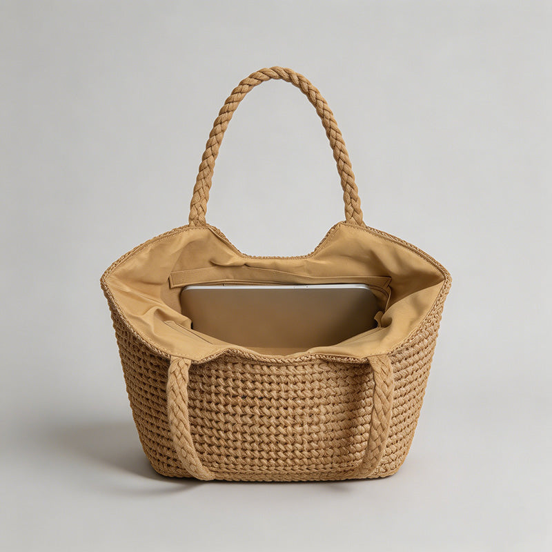 Summer Striped Straw Tote Bag - Shopdayla Wholesale - #6802