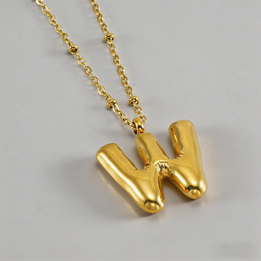 3D Bubble Letter Initial Neckl - Shopdayla Wholesale - #6354