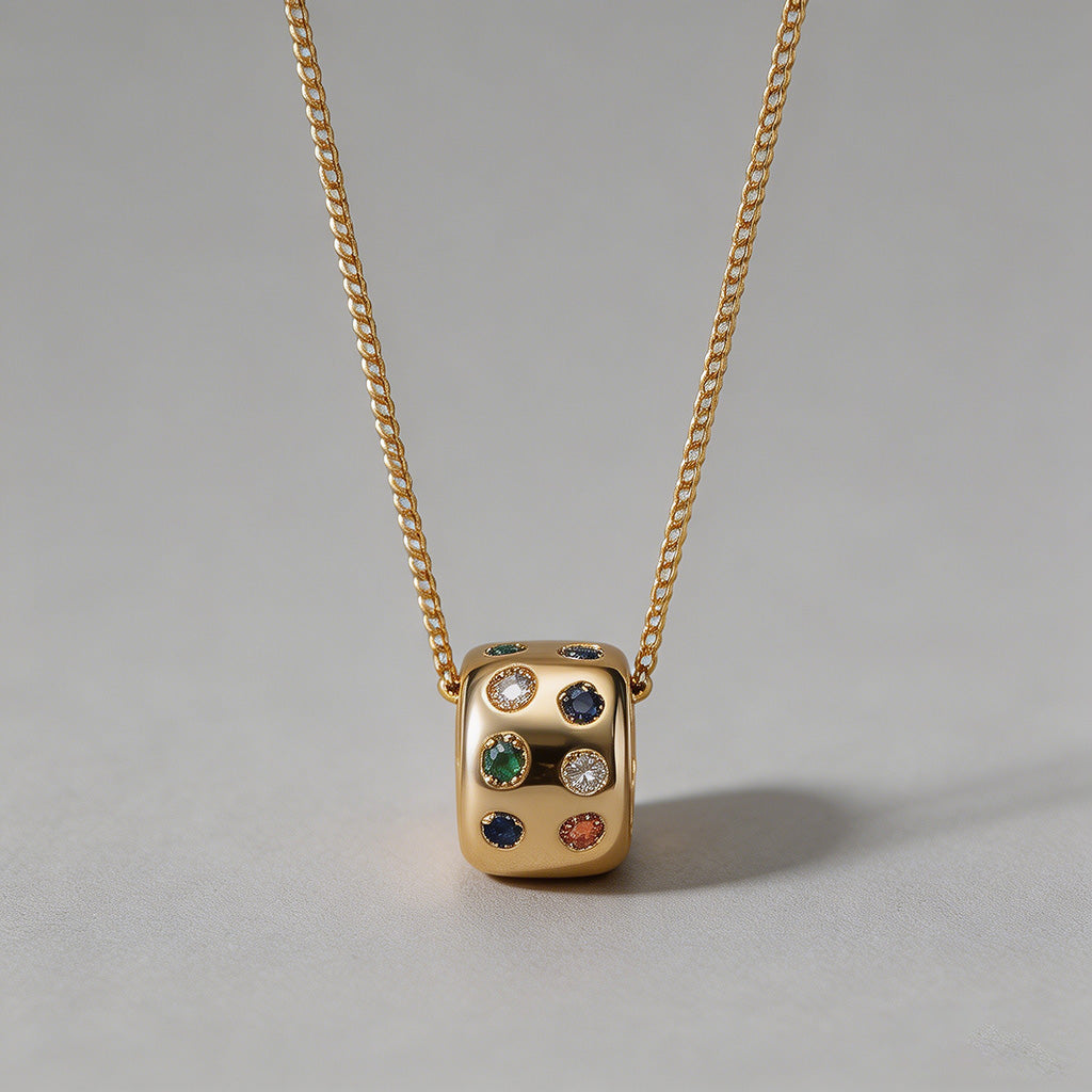 Multicolor CZ Barrel Pendant N - Shopdayla Wholesale - #4754