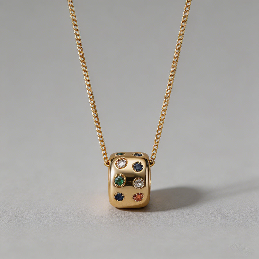 Multicolor CZ Barrel Pendant N - Shopdayla Wholesale - #4754