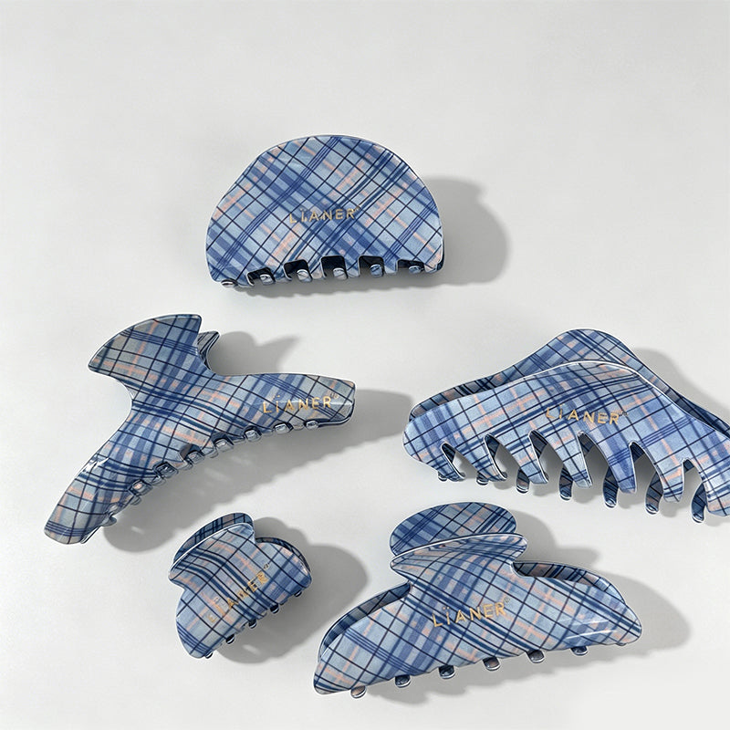 Fresh Blue Plaid Pattern Hair - Shopdayla Wholesale - #5090
