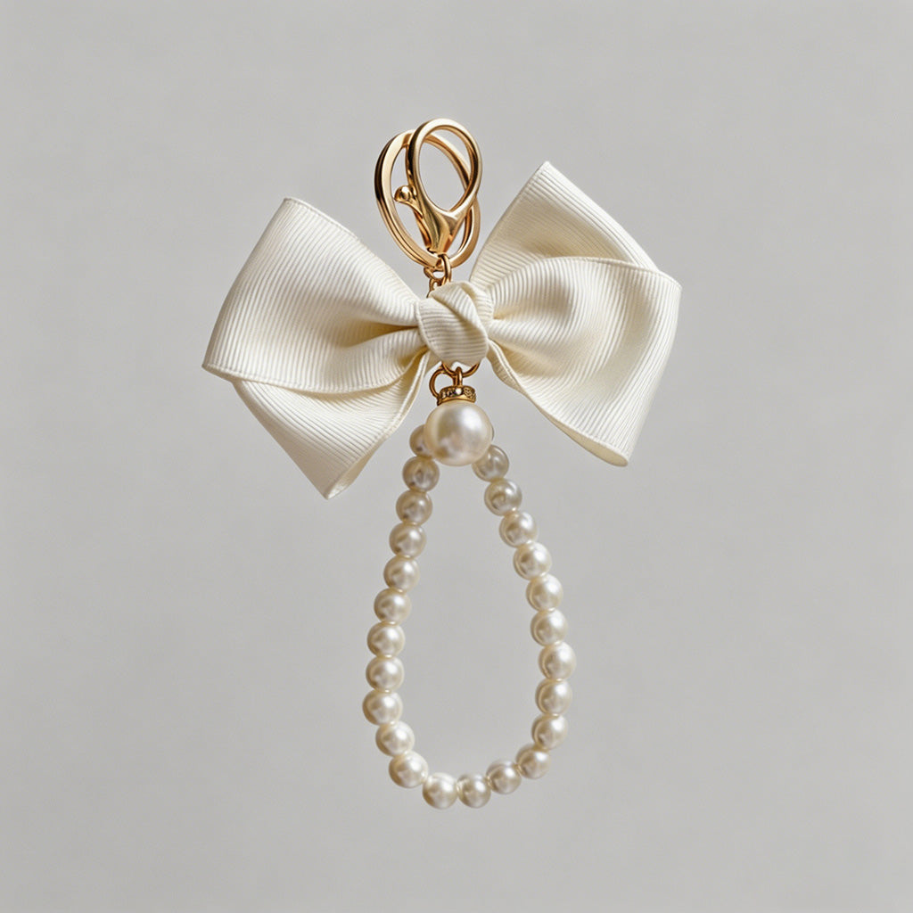 Pink Bow & Pearl Heart Bag Cha - Shopdayla Wholesale - #7282
