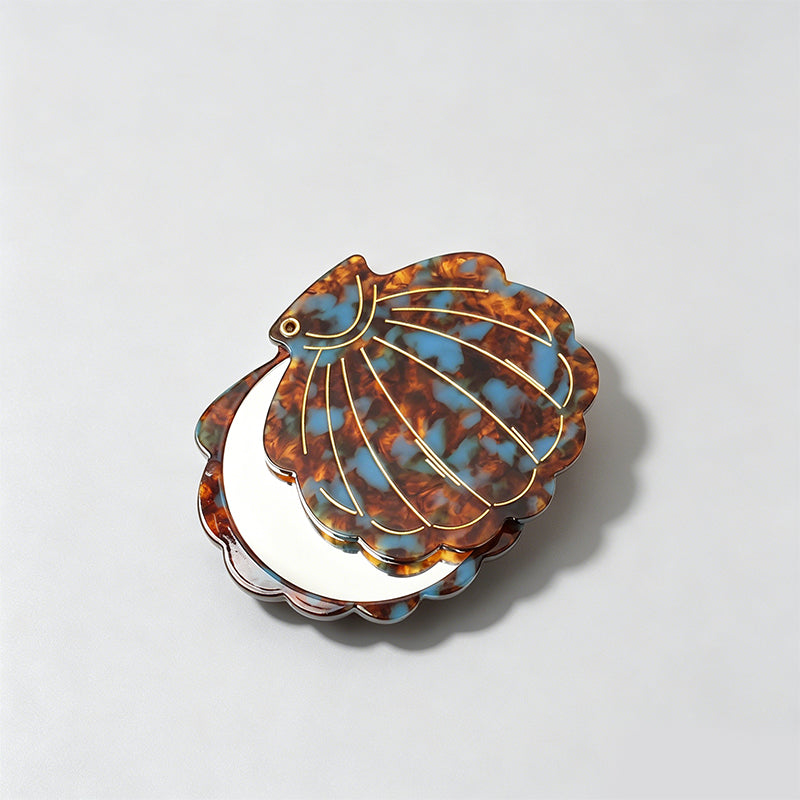 Vintage Seashell Acetate Compa - Shopdayla Wholesale - #9154