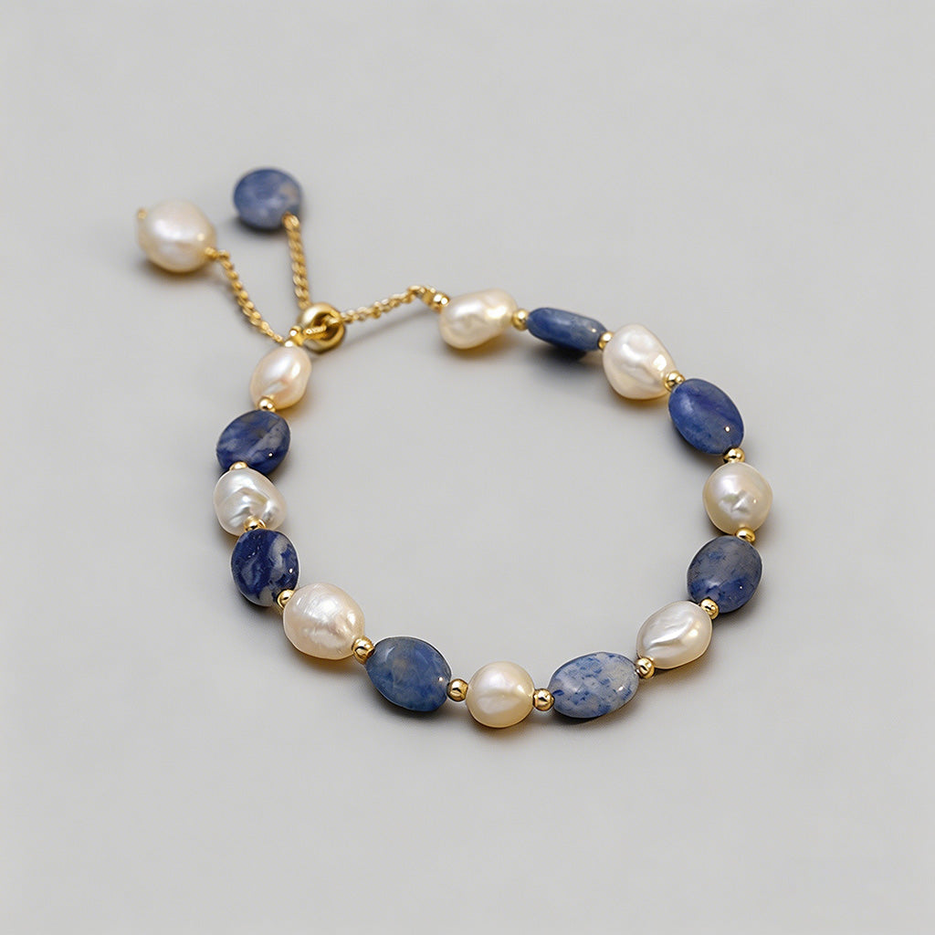 Blue Aventurine & Baroque Pearl Bracelet
