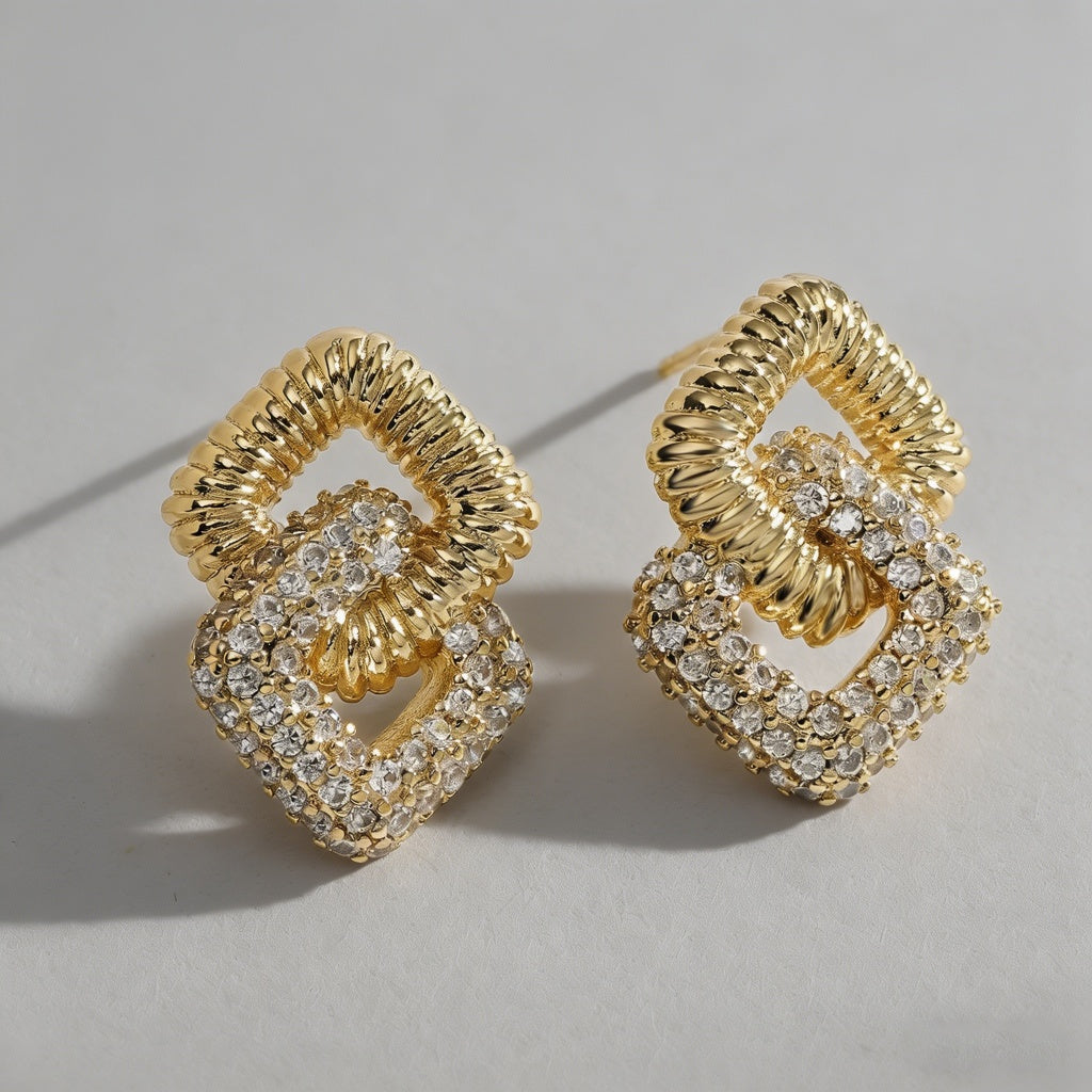 Hoop & Interlock Diamond-Shape - Shopdayla Wholesale - #8274